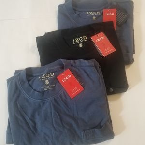 SOLD---Lot Of 3 New With Tags IZOD Mens Powder Blue and Black T-shirts Size XL